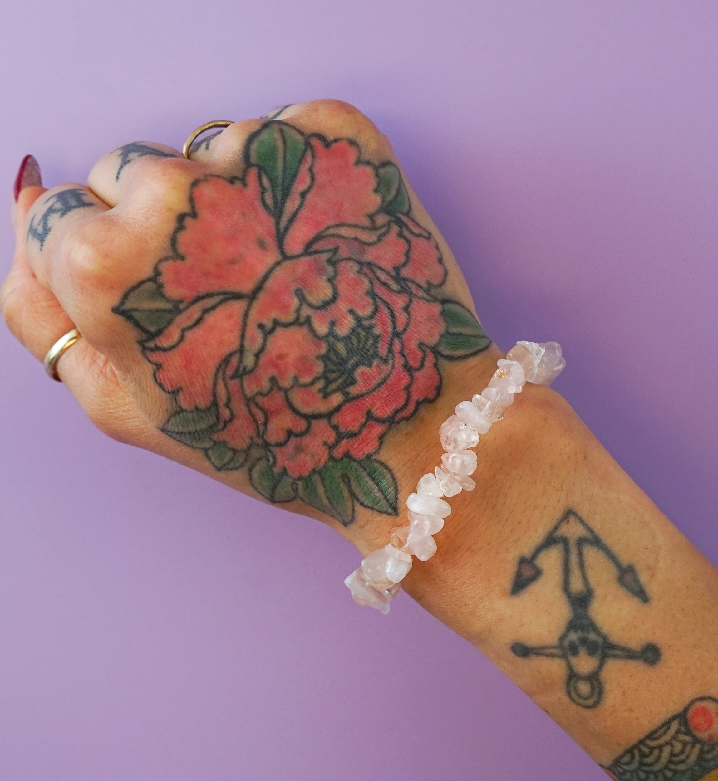 Rose Quartz Chips Stone Bracelet - Mrs Treak