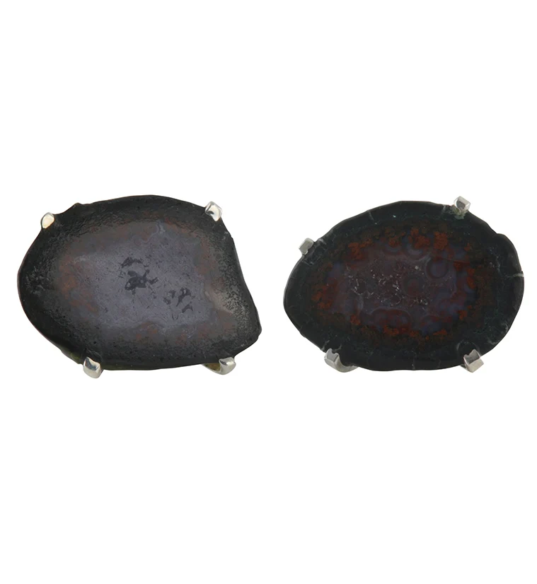 Geode Stone Prong Set Sterling Silver Earrings - Mrs Treak