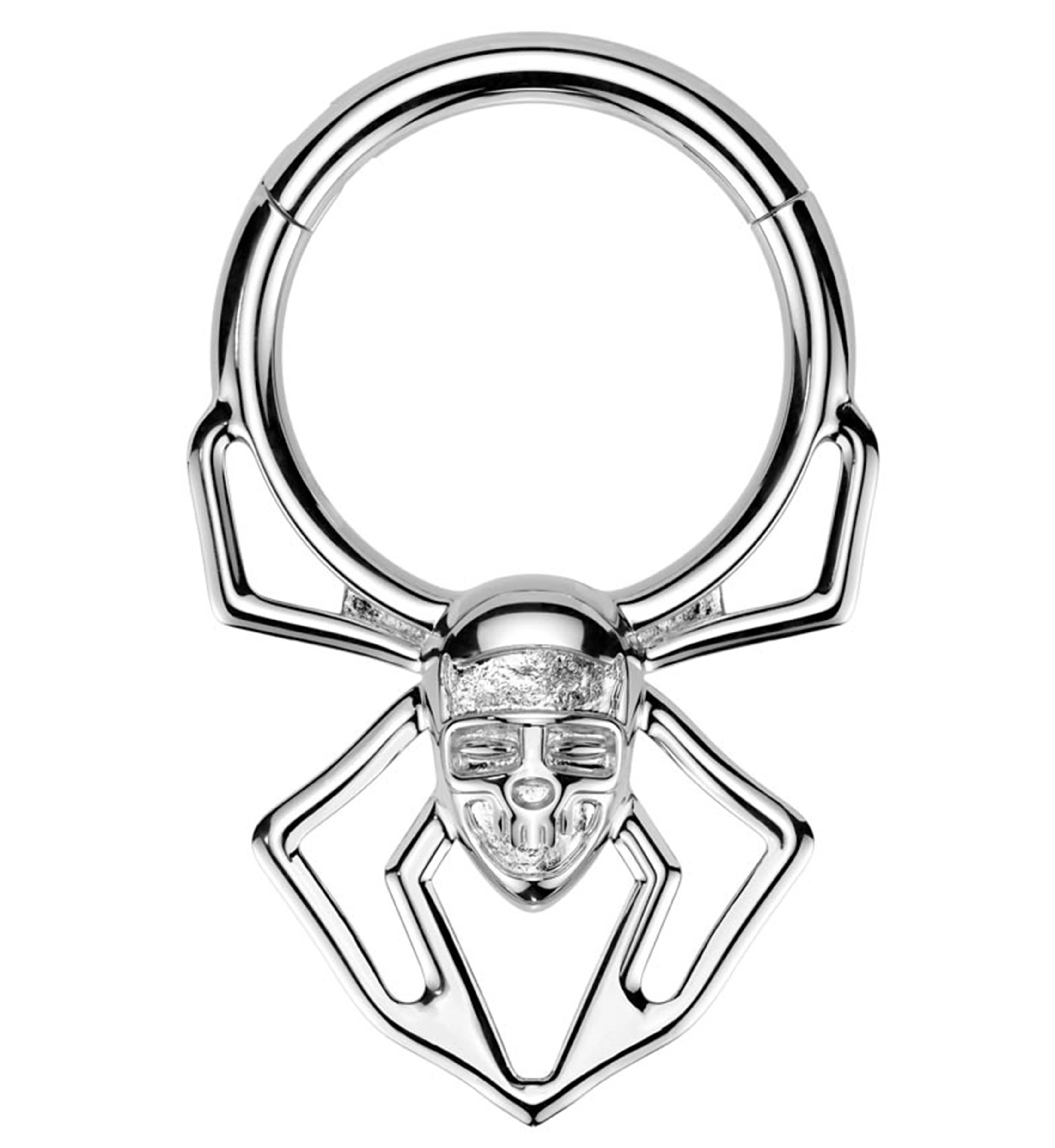Skull Face Spider Stainless Steel Hinged Segment Ring - Mrs Treak