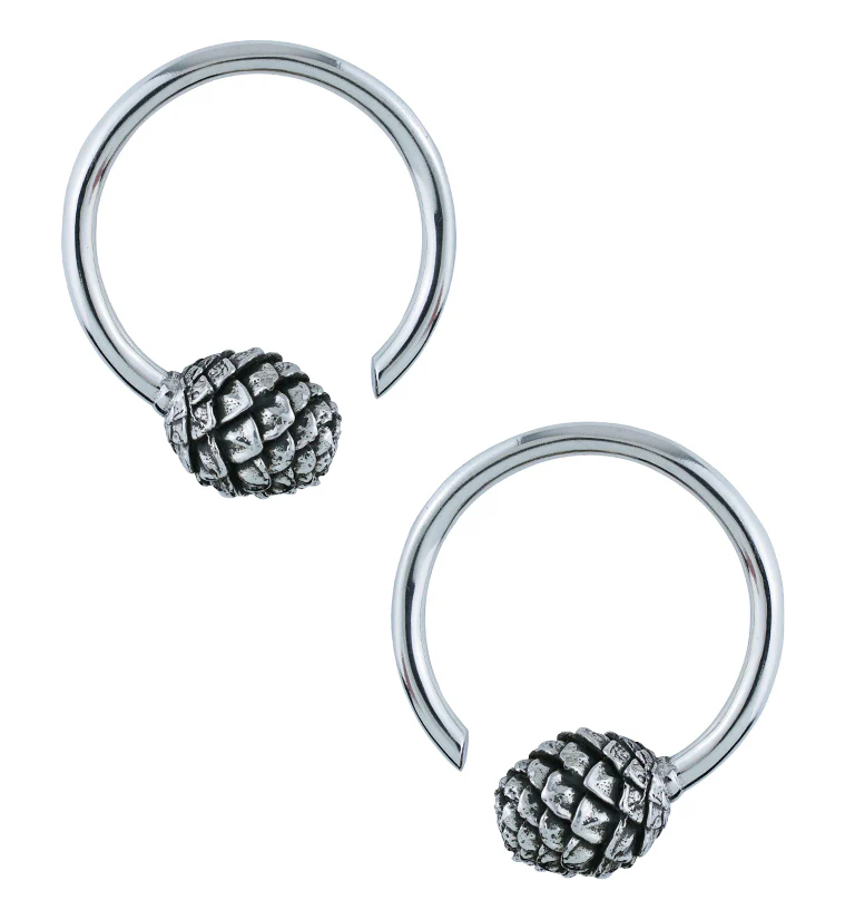 White Brass Pine Cone Ear Weights - Mrs Treak