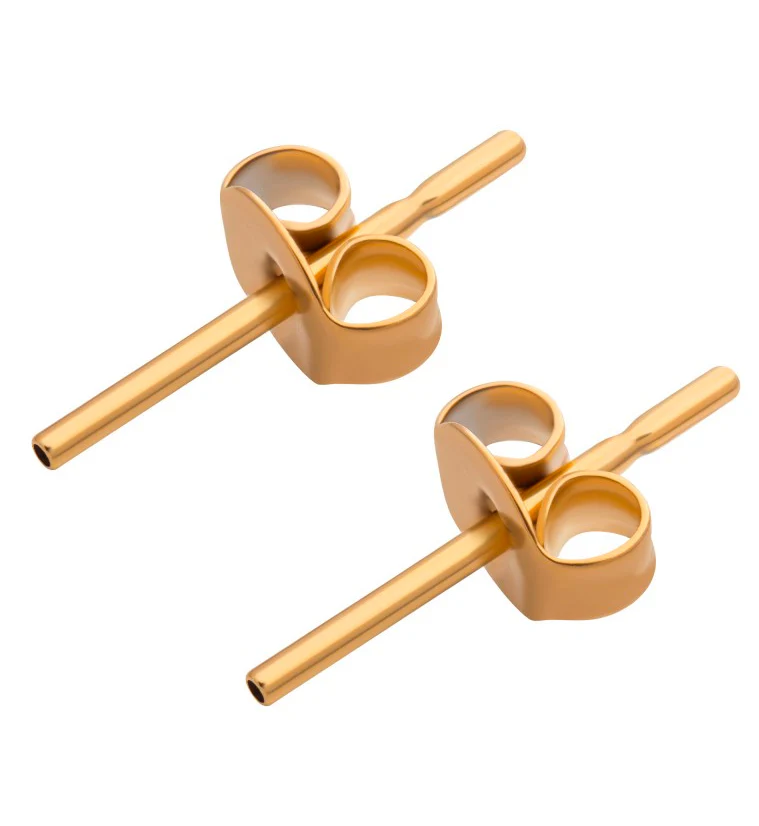 24kt Gold PVD Titanium Threadless Earring Posts - Mrs Treak