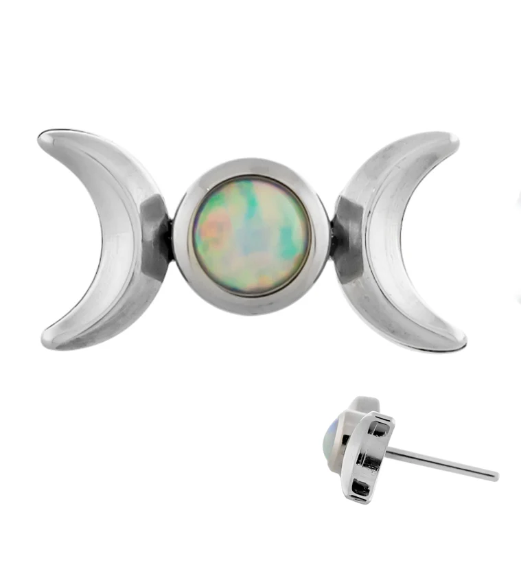 Double Crescent White Opalite Threadless Top - Mrs Treak