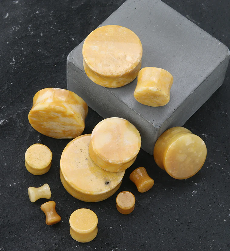 Yellow Burmese Stone Plugs - Mrs Treak