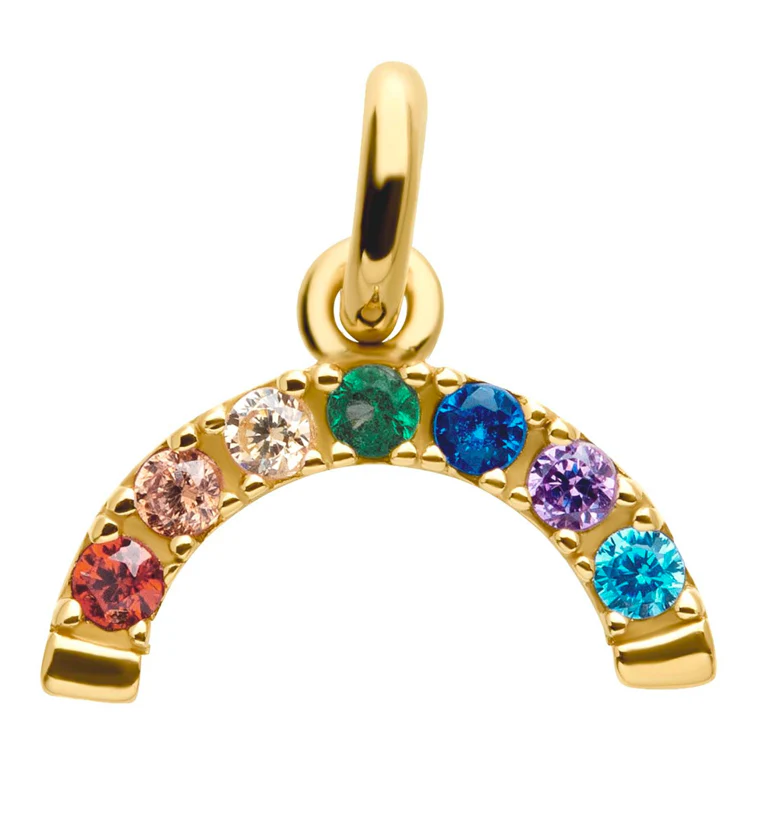 14kt Gold Rainbow Arc CZ Dangle Charm - Mrs Treak