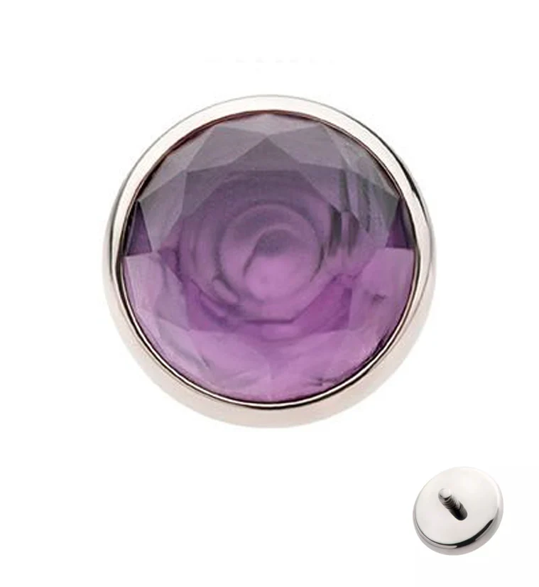 Faceted Amethyst Stone Titanium Internally Threaded Top - Mrs Treak
