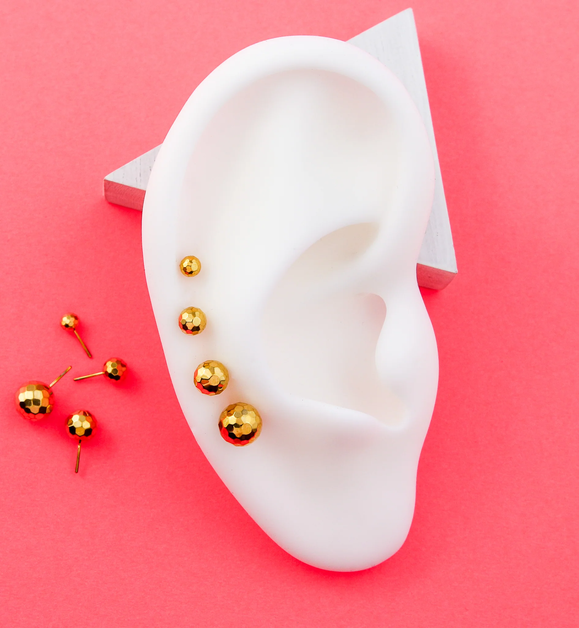 Gold PVD Faceted Ball Titanium Threadless Top - Mrs Treak