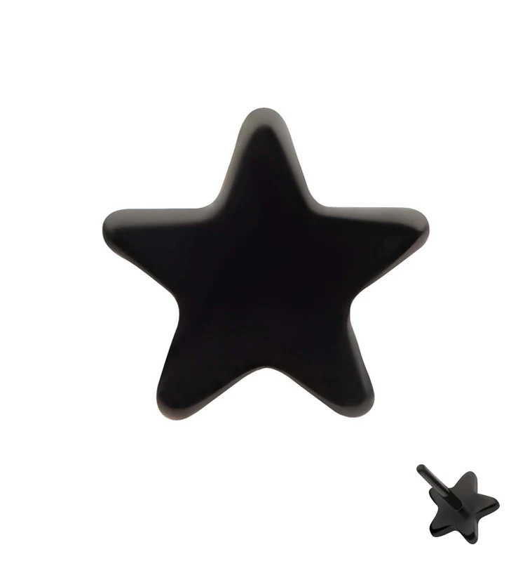 Black PVD Mini Star Titanium Threadless Top - Mrs Treak