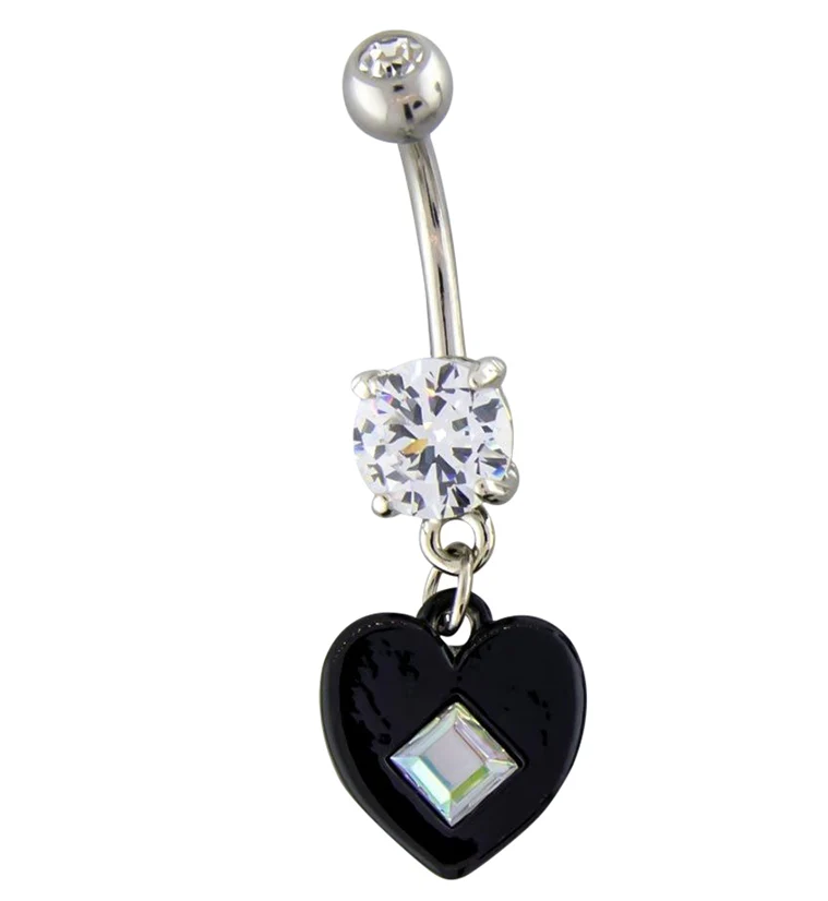 Black Heart CZ Belly Button Ring - Mrs Treak