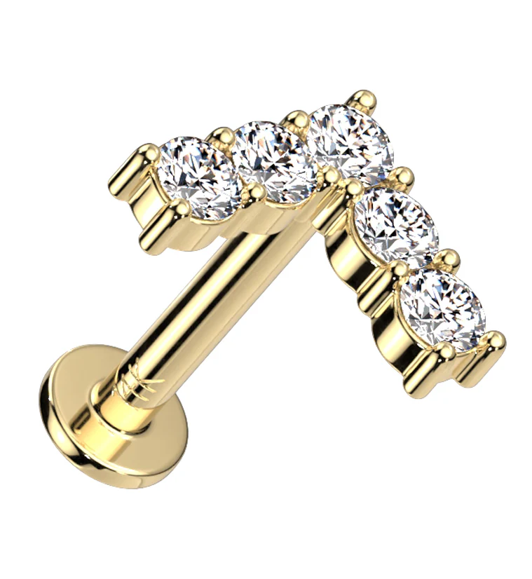 14kt Gold Point CZ Threadless Labret - Mrs Treak