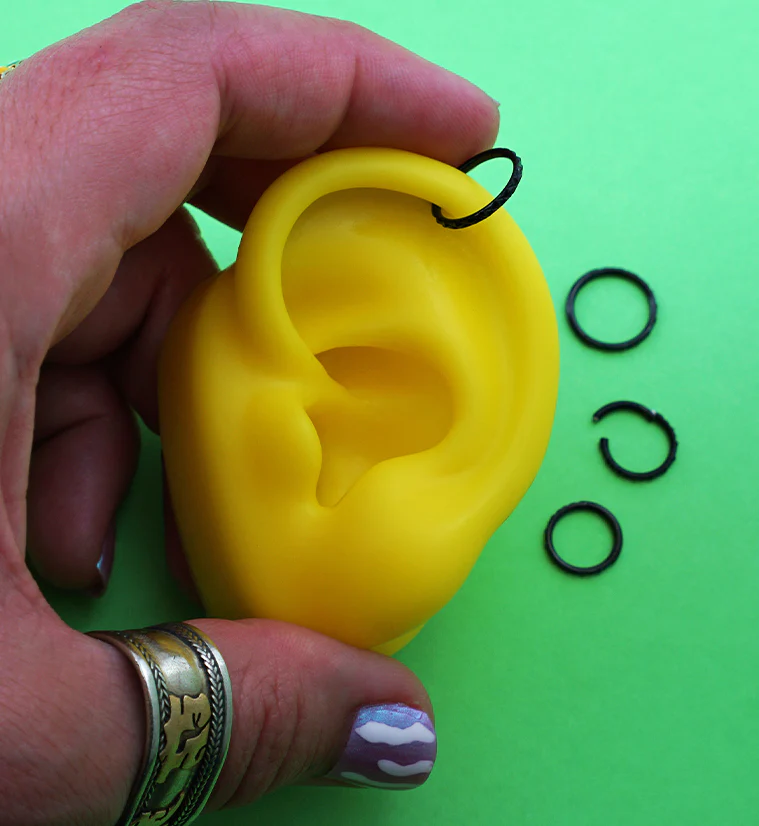 Black PVD Faceted Side Stainless Steel Hinged Segment Ring - Mrs Treak