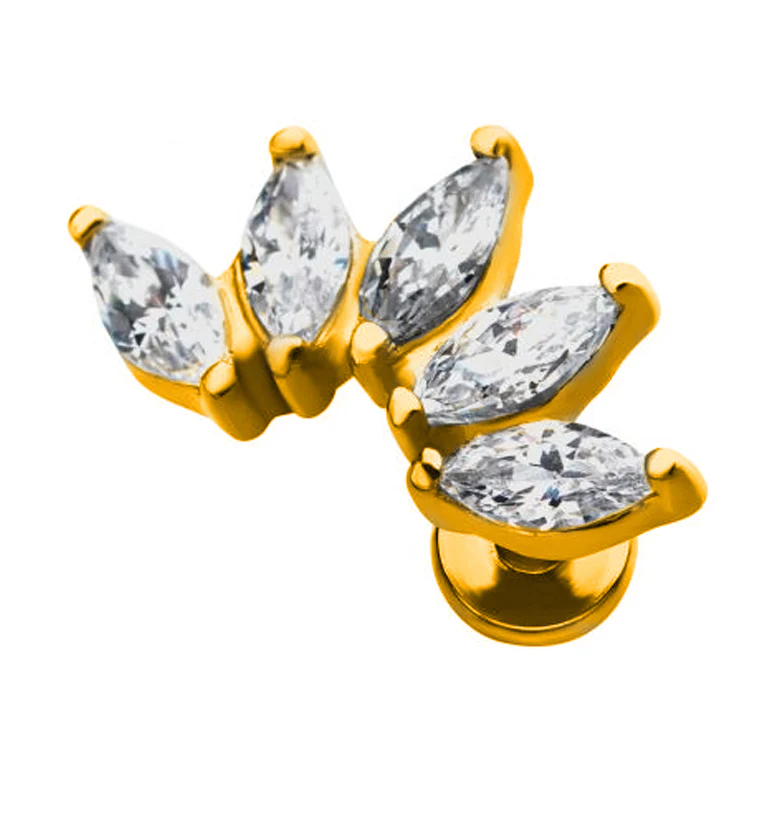 Gold PVD Spiked CZ Labret Post - Mrs Treak