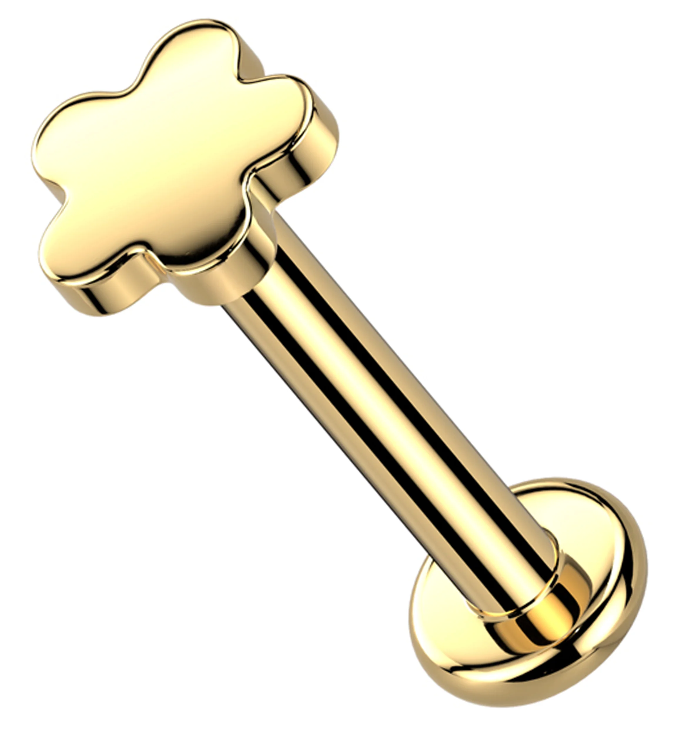 Gold PVD Bubble Flower Internally Threaded Titanium Labret - Mrs Treak