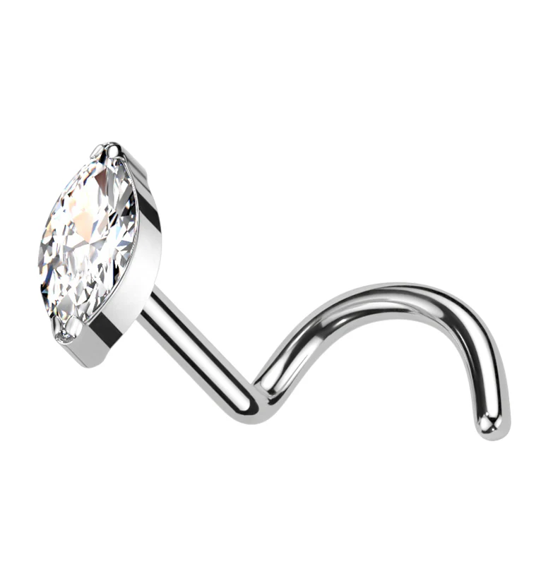 Ovate Clear CZ Titanium Nose Screw Ring - Mrs Treak
