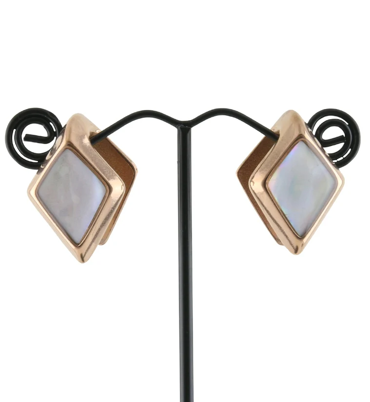 Rose Gold PVD Zircon Mother of Pearl Ear Weights - Mrs Treak