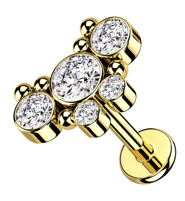 Gold PVD Passel Gem Labret Post - Mrs Treak