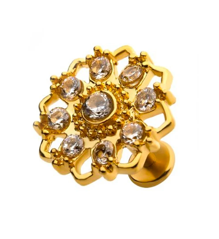 18G Gold PVD Floret CZ Labret - Mrs Treak