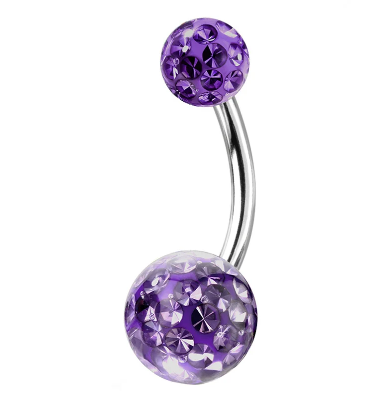 Purple Glitterball Belly Button Ring - Mrs Treak