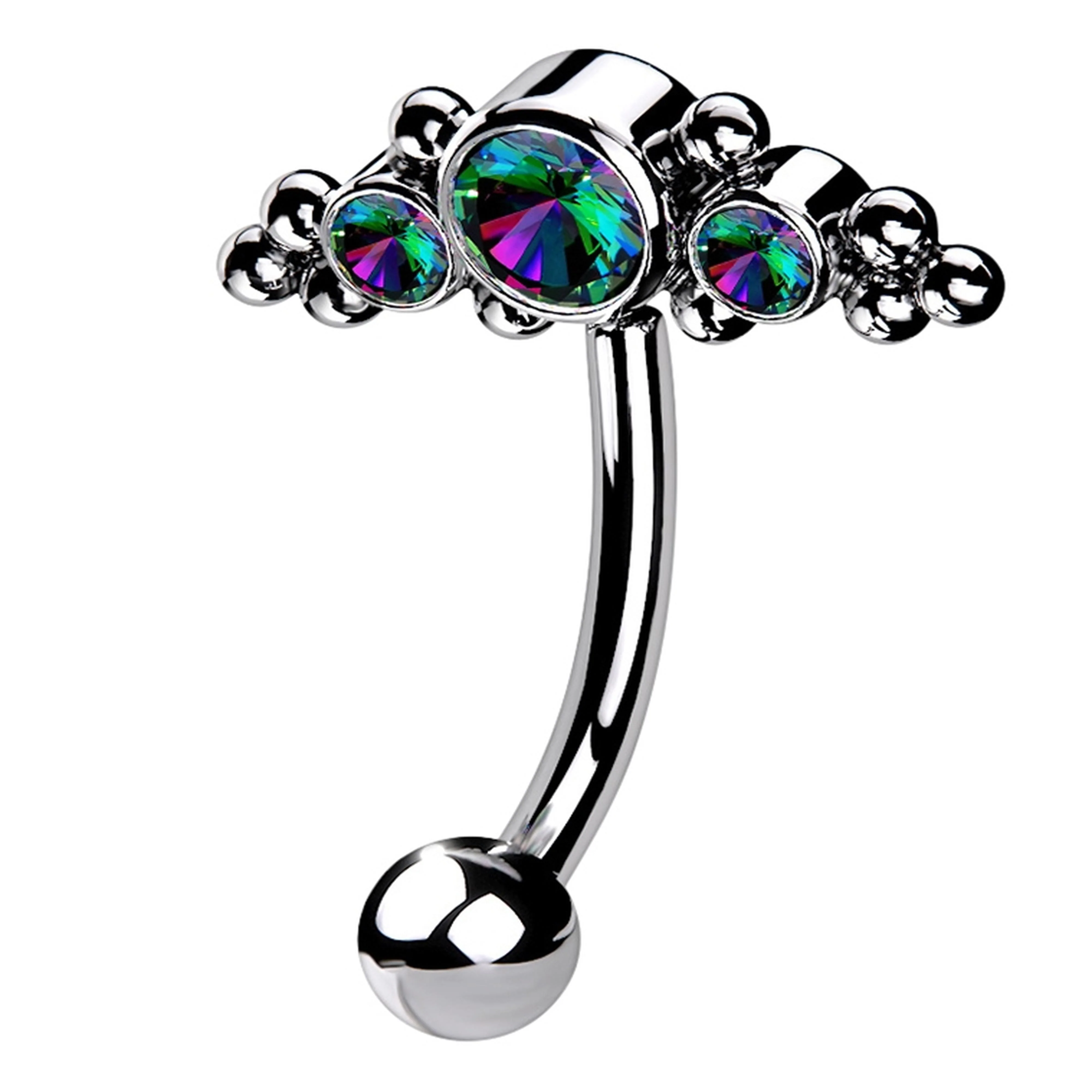 Horde Cluster Black Aurora CZ Titanium Threadless Curved Barbell - Mrs Treak