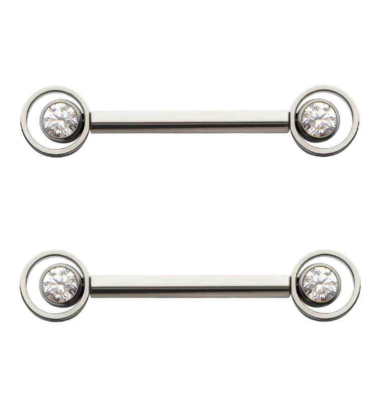 Orbital Clear CZ Titanium Threadless Nipple Barbell - Mrs Treak