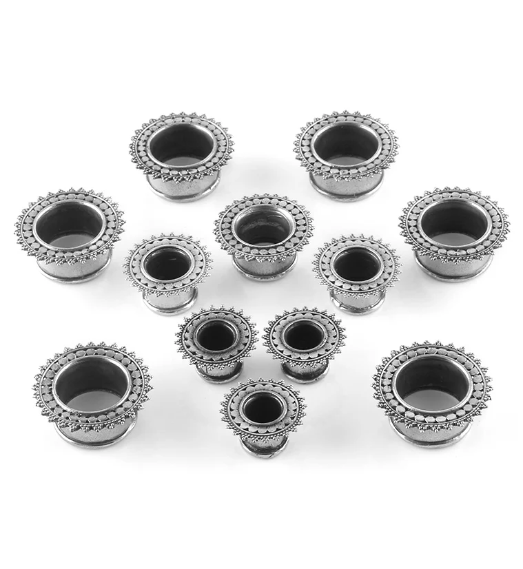 Motley White Brass Tunnel Plugs - Mrs Treak