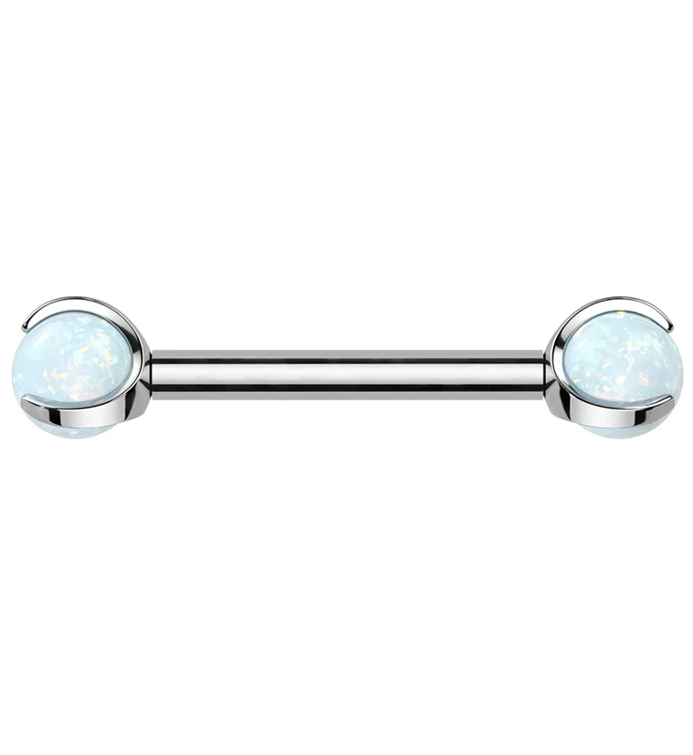 White Opalite Claw Titanium Barbell - Mrs Treak