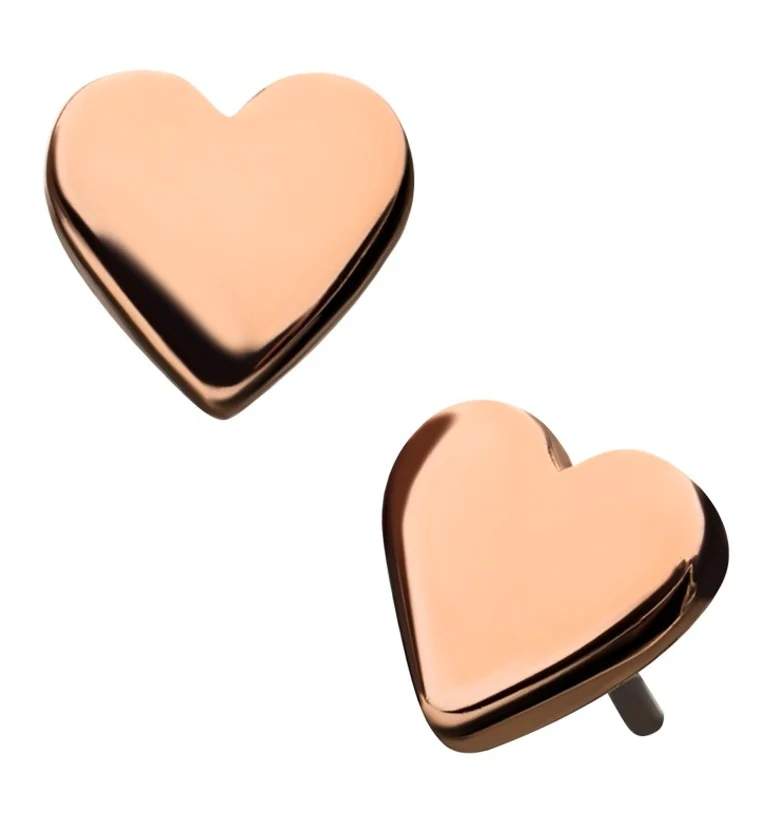 14kt Rose Gold Heart Threadless Top - Mrs Treak