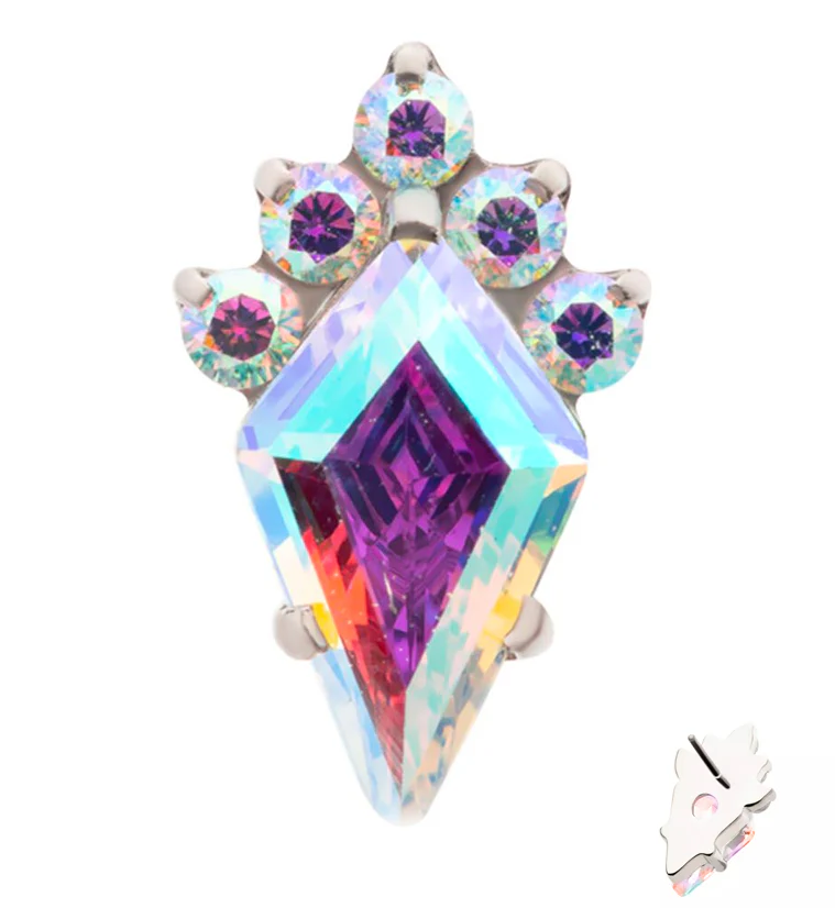 Adorn Rainbow Aurora CZ Threadless Titanium Top - Mrs Treak