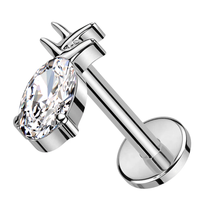 Pineapple Clear CZ Internally Threaded Titanium Labret - Mrs Treak