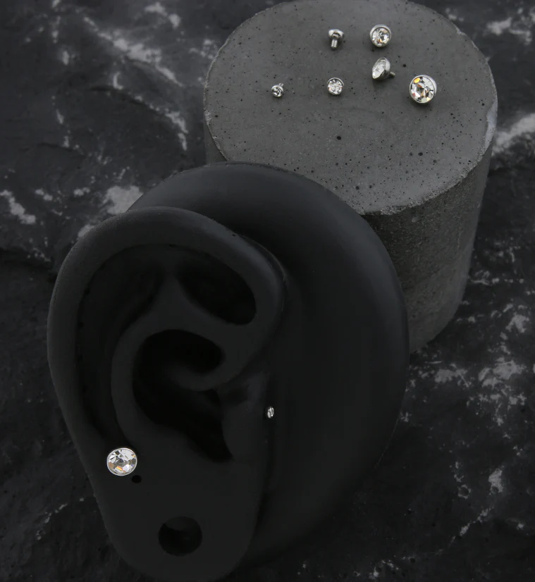 Bezel Clear CZ Stainless Steel Internally Threaded Top - Mrs Treak