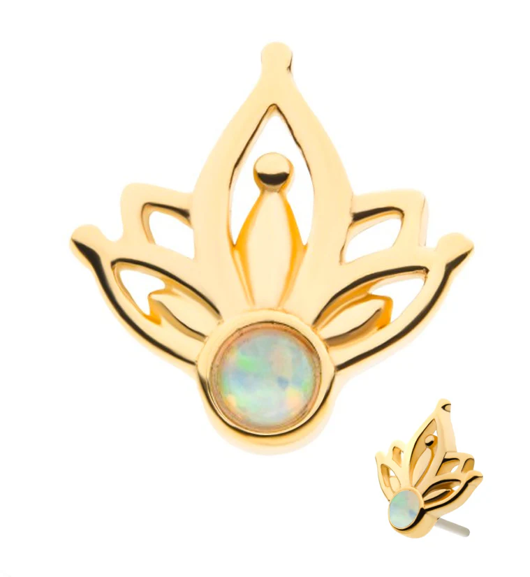 14kt Gold Sepal White Opalite Threadless Top - Mrs Treak