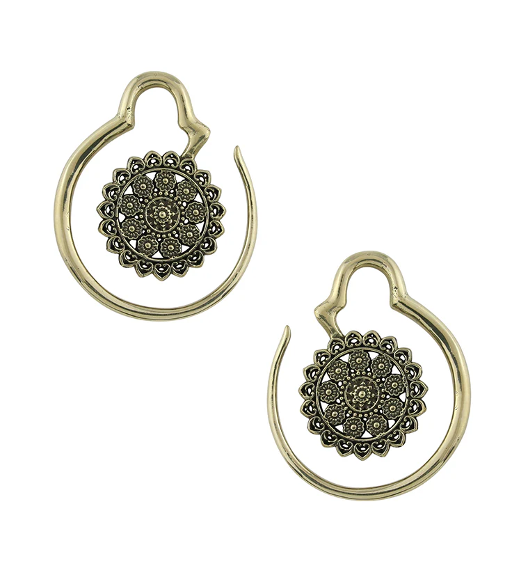 Damask Brass Ear Weights - Mrs Treak