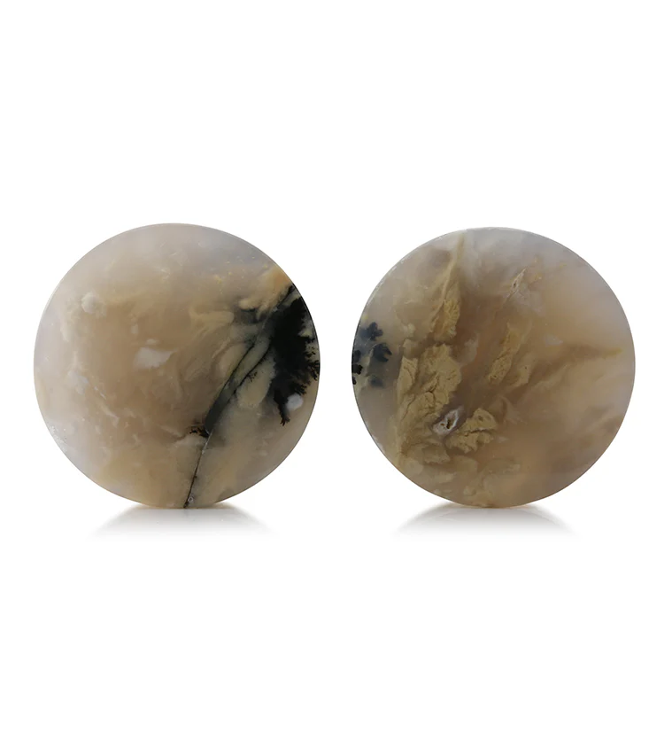 Tiger Agate Dendritic Stone Plugs 1 & 1/8