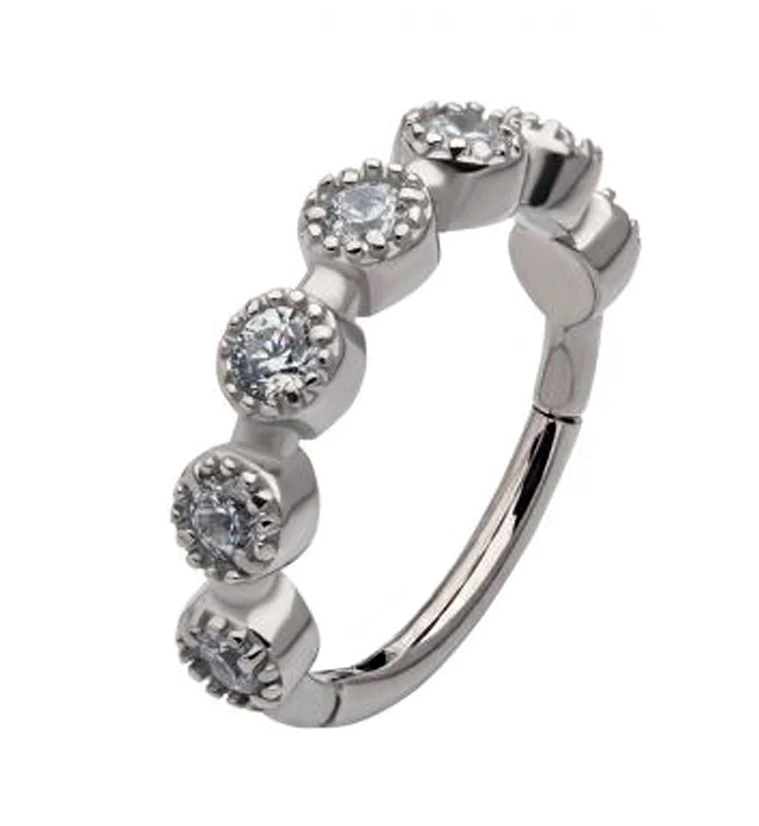 Clear CZ Band Hinged Segment Ring - Mrs Treak
