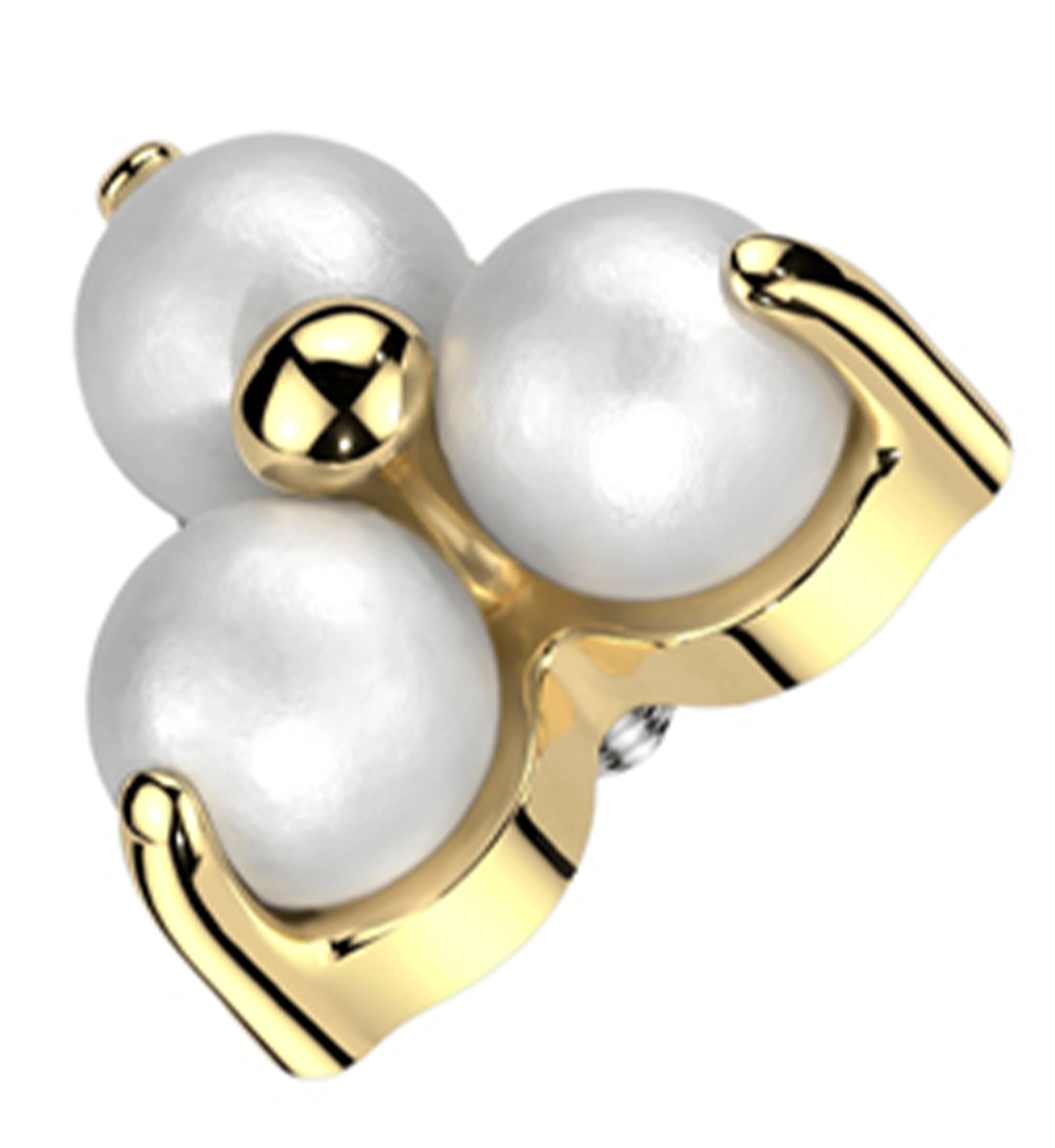 Gold PVD Trinity Pearl Internally Threaded Titanium Top - Mrs Treak
