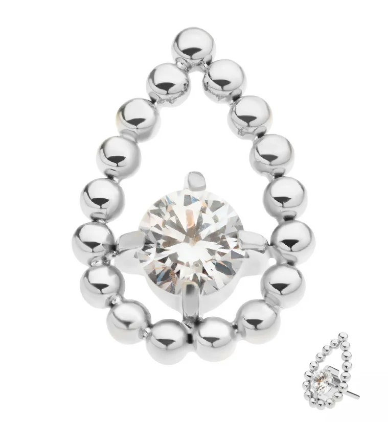 Dewdrop CZ Threadless Titanium Top - Mrs Treak