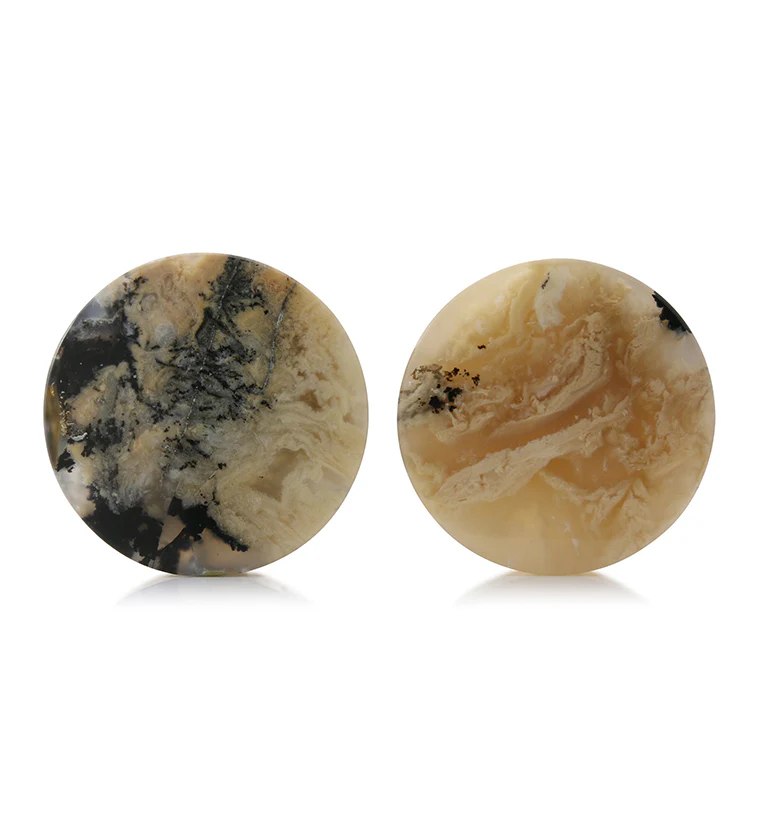 Tiger Agate Dendritic Stone Plugs 1 & 1/4