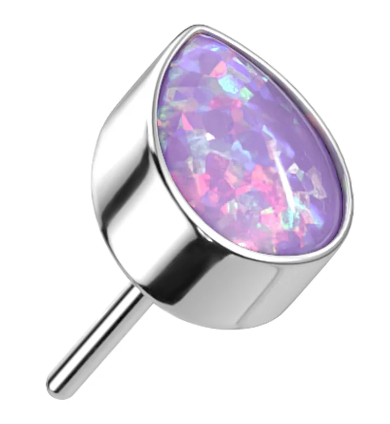 Teardrop Purple Opalite Threadless Titanium Top - Mrs Treak
