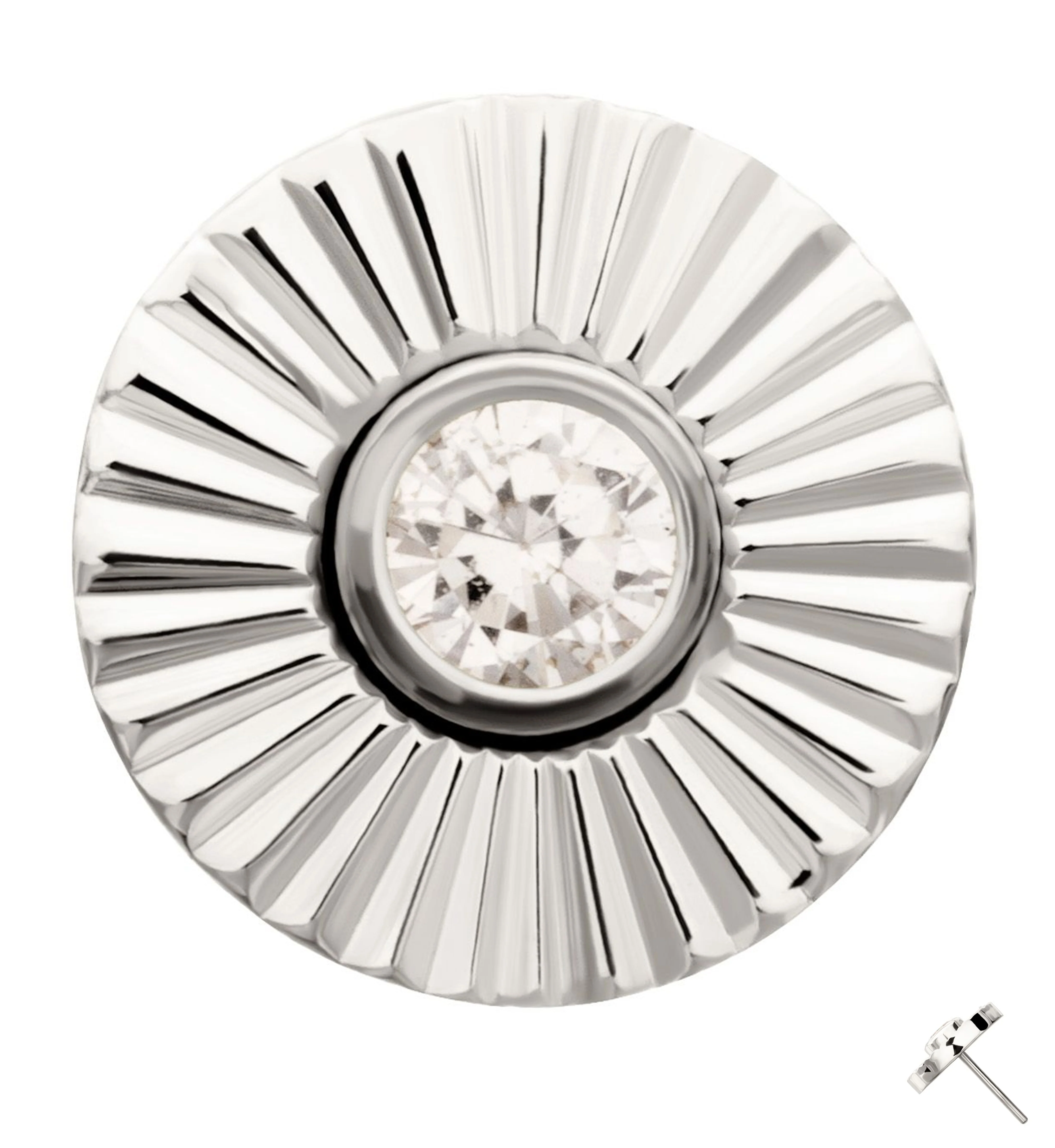 Score Disk Clear CZ Threadless Titanium Top - Mrs Treak