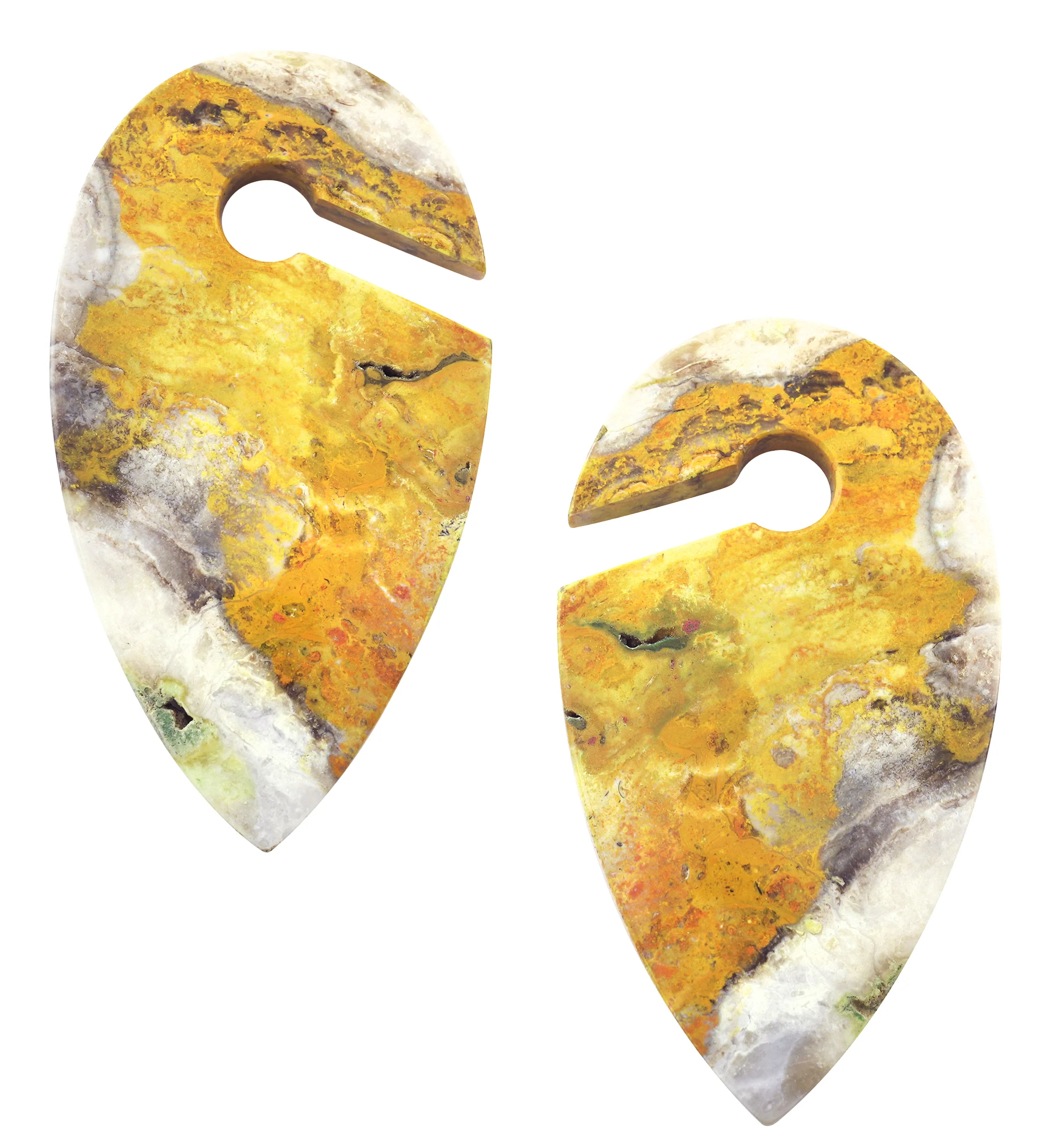 Orange Jasper Stone Keyhole Ear Weights - Mrs Treak