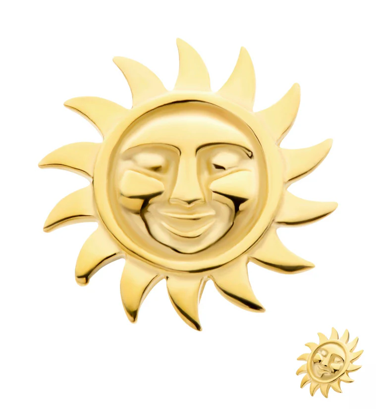 14kt Gold Solar Face Threadless Top - Mrs Treak