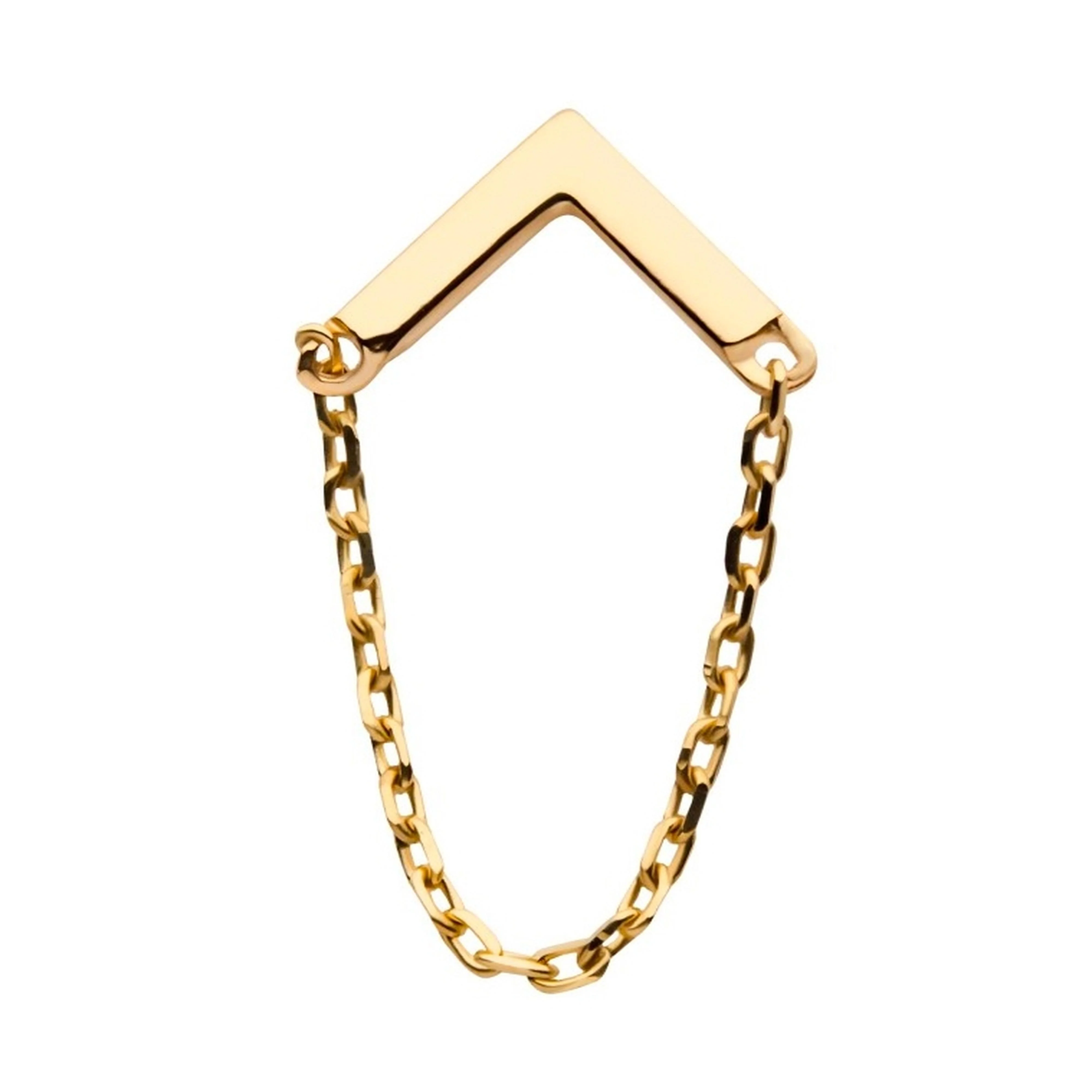 14kt Gold Chevron Chain Threadless Top - Mrs Treak