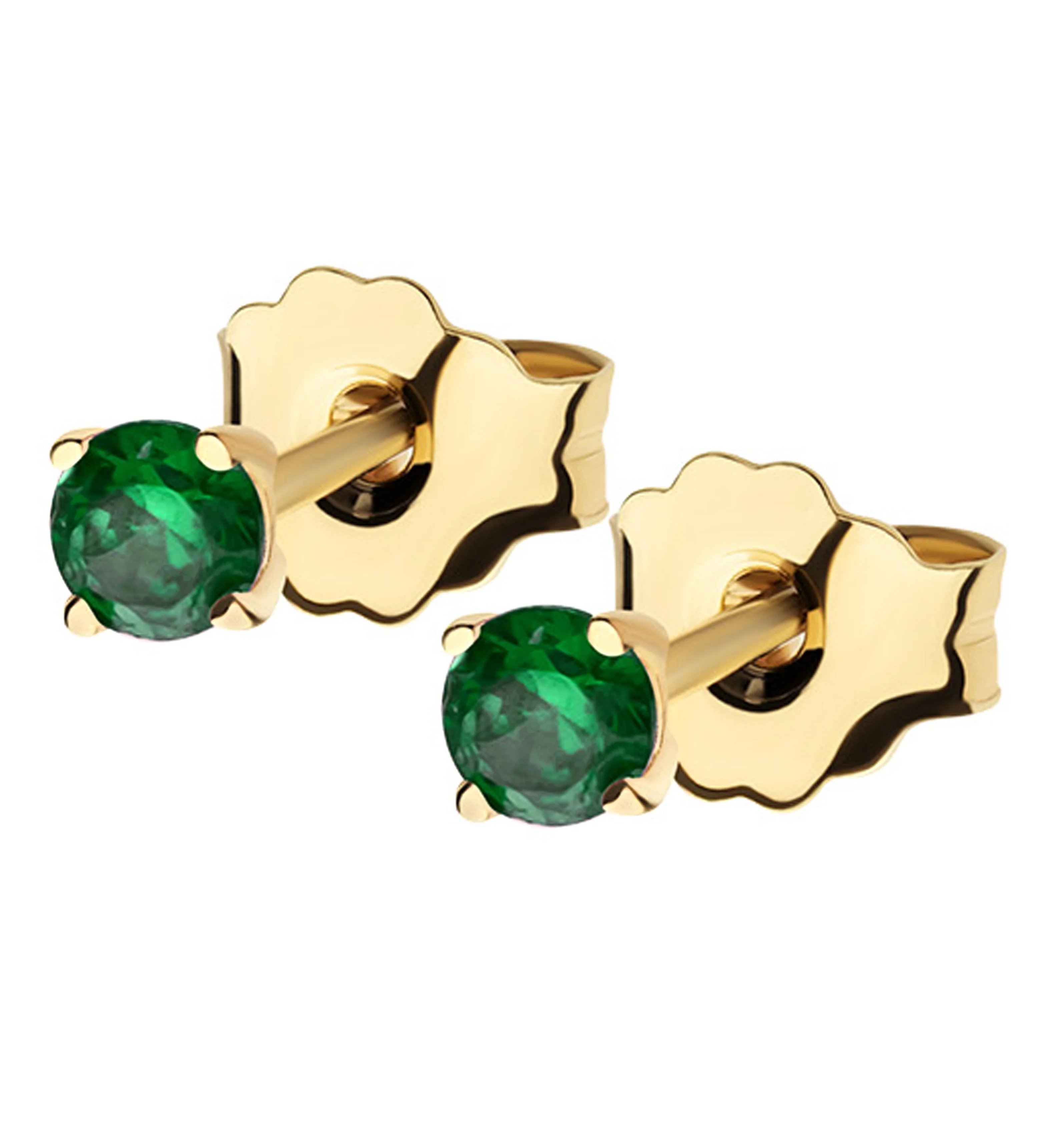 14kt Gold May Birthstone Emerald CZ Stud Earrings - Mrs Treak