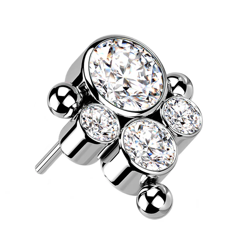 Clear CZ Bundle Titanium Threadless Top - Mrs Treak