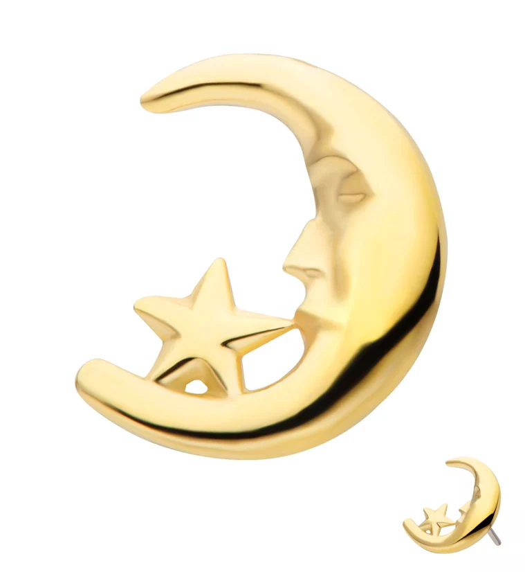 14kt Gold Sleeping Moon Threadless Top - Mrs Treak