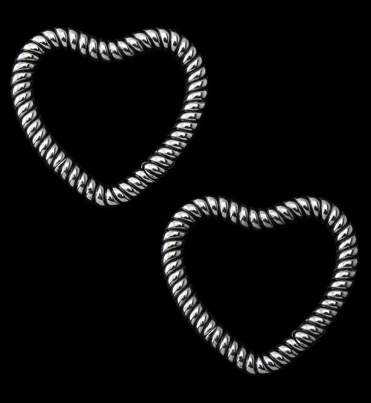 Heart Rope Stainless Steel Hinged Ear Weights - Mrs Treak