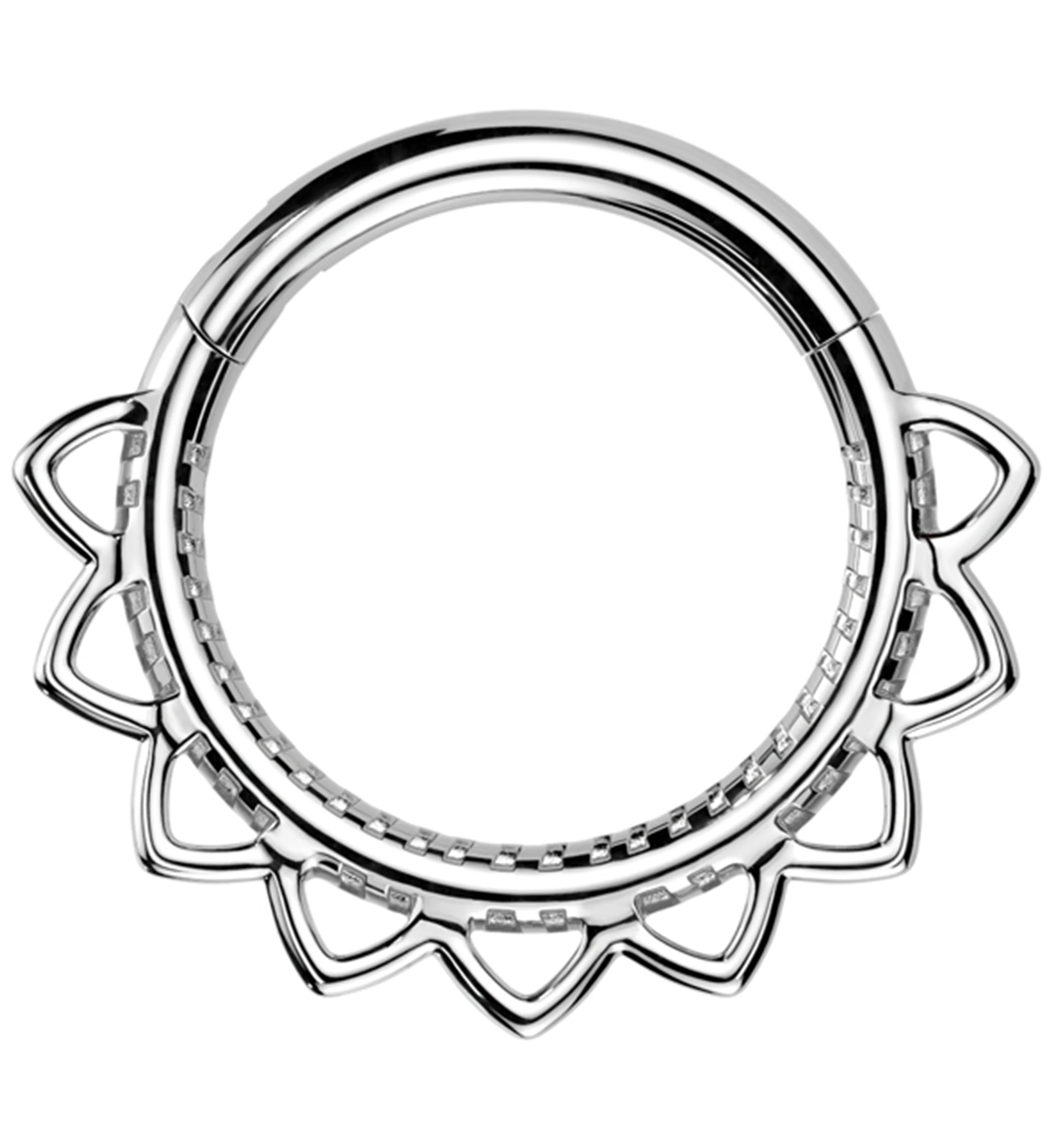 Multi Heart Filigree Stainless Steel Hinged Segment Ring - Mrs Treak