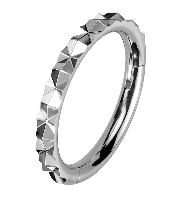 Faceted Side Stainless Steel Hinged Segment Ring - Mrs Treak