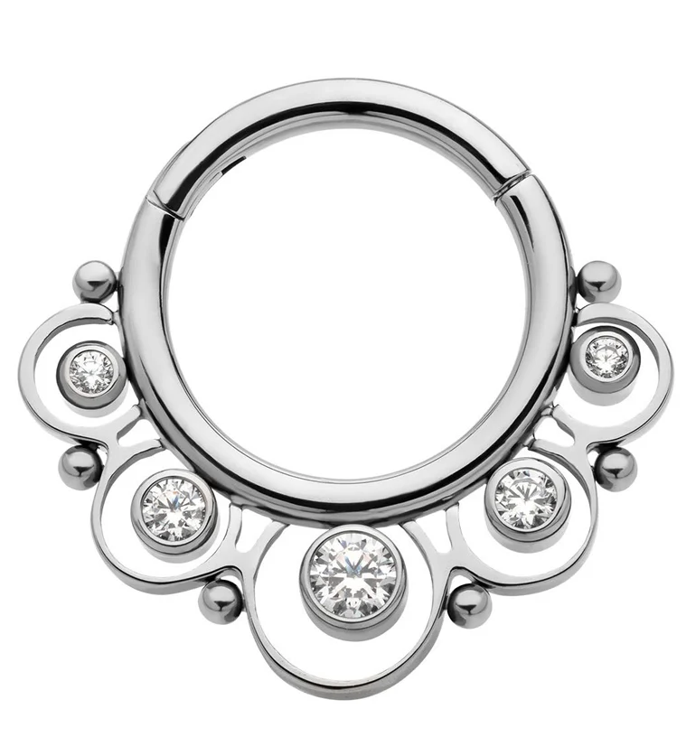 Frill CZ Titanium Hinged Segment Ring - Mrs Treak