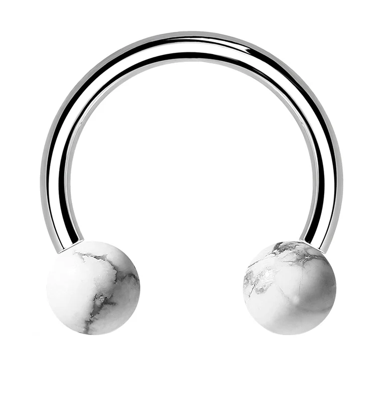 White Howlite Stone Circular Barbell - Mrs Treak