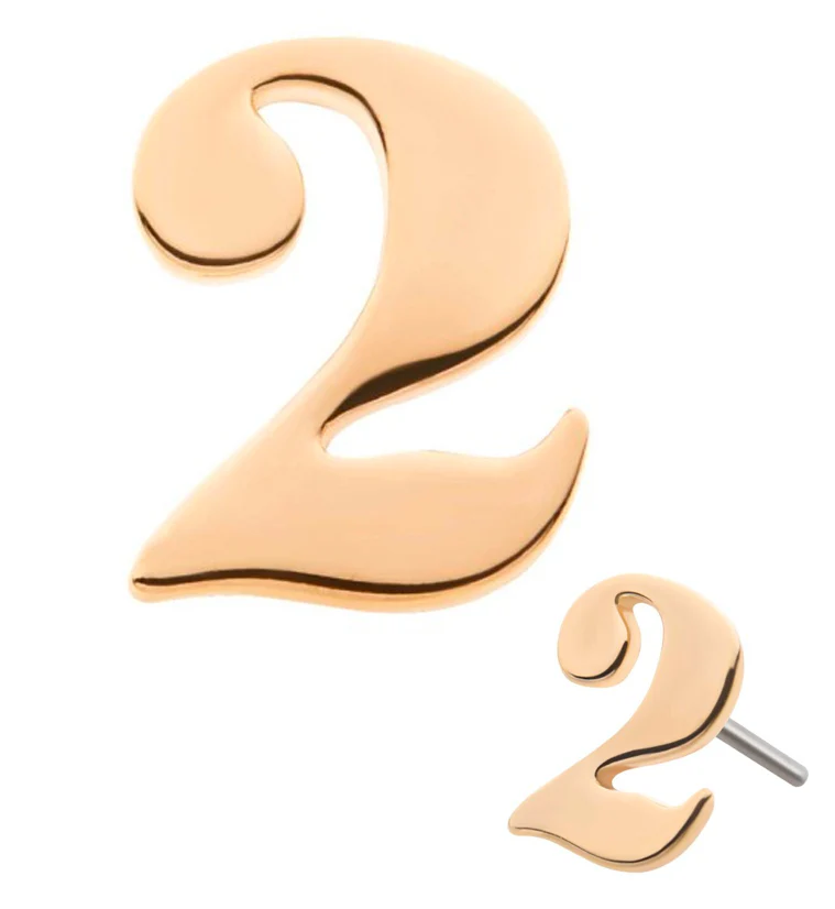 14kt Gold Number 2 Threadless Top - Mrs Treak